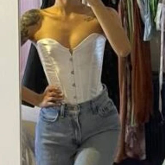 White Satin Corset Top - Picture 6 of 9